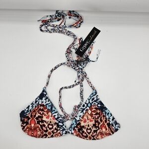 NWT Gypsy 05 Multi Aqua Bikini top only size small
